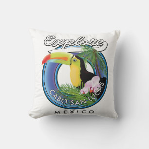 Cojín Decorativo explorar cabo san lucas méxico parche de viaje
