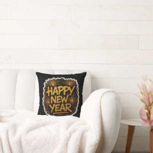 Cojín Decorativo Explosión de Año Nuevo Feliz al estilo del graffit
