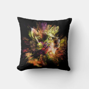 Cojín Decorativo Explosión de color de catplosión con un Kitty