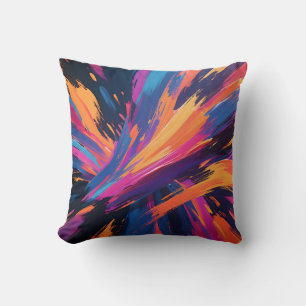 Cojín Decorativo Explosión de color de pinceladas abstractas vibran