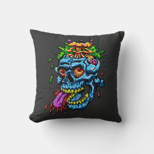 Cojín Decorativo Explosión de Cráneo Colorida