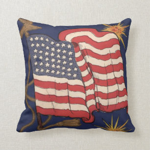Cojín Decorativo Explosión de fuegos artificiales en la bandera de 
