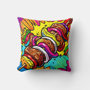 Cojín Decorativo Explosión de kebab Pop Art