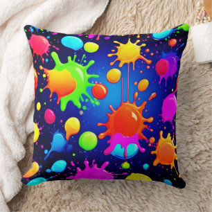 Cojín Decorativo Explosión de pintura abstracta vibrante
