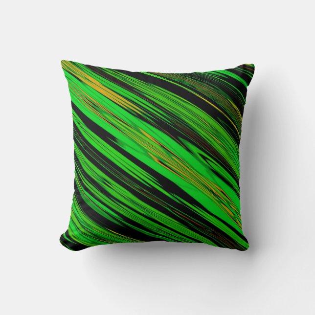 Cojín Decorativo Explosión Diagonal Verde Única del Arte (Anverso)