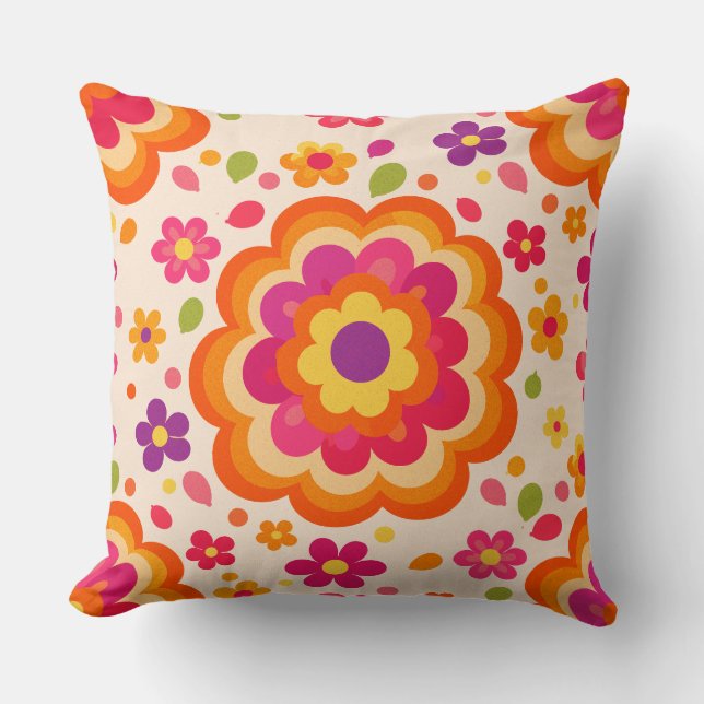 Cojín Decorativo explosión floral retro 1972 (Anverso)