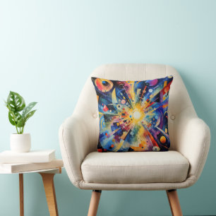 Cojín Decorativo Explosión Geométrica Cósmica Abstracta