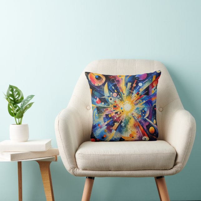 Cojín Decorativo Explosión Geométrica Cósmica Abstracta (Silla)