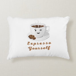 Cojín Decorativo Exprésate – Camiseta Divertida de Café Sonriente