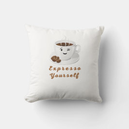 Cojín Decorativo Exprésate – Camiseta Divertida de Café Sonriente