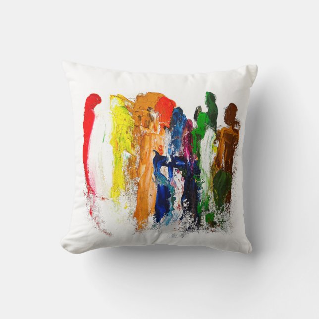 Cojín Decorativo Expresión abstracta de figuras humanas en movimien (Anverso)