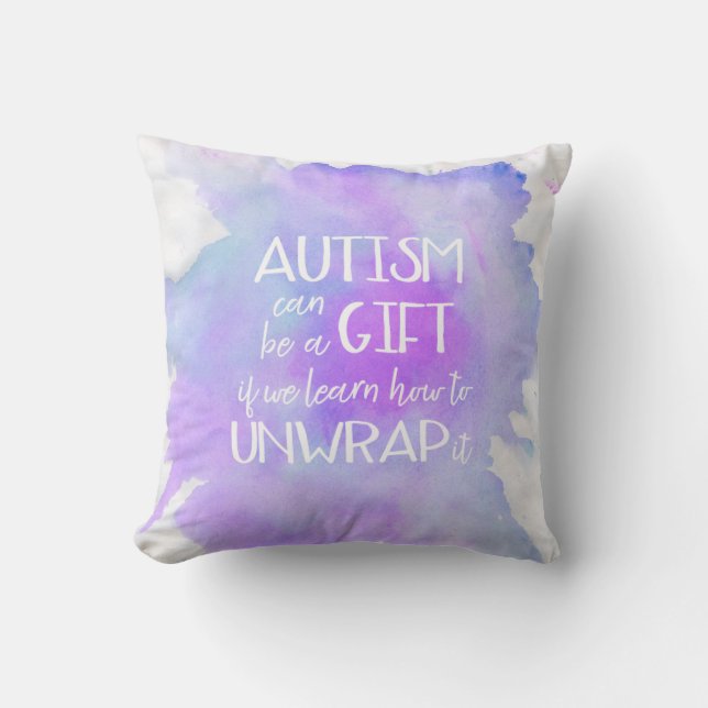 Cojín Decorativo Expresión de regalo de conciencia sobre el autismo (Anverso)