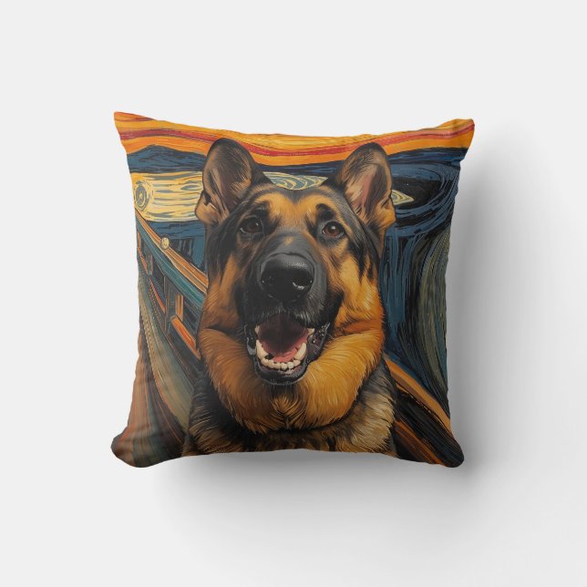 Cojín Decorativo Expressionist Angst Painting German Shepherd (Anverso)