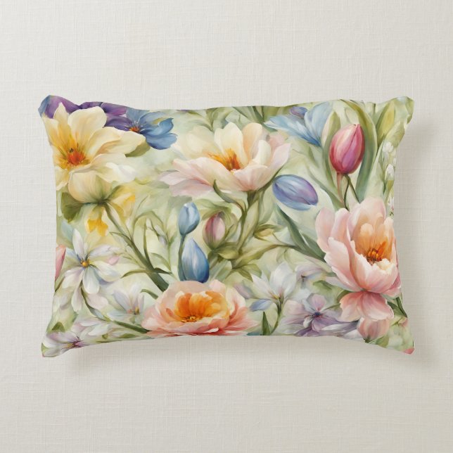 Cojín Decorativo Exquisitas Flores De Primavera Sofisticadas. Pintu (Anverso)