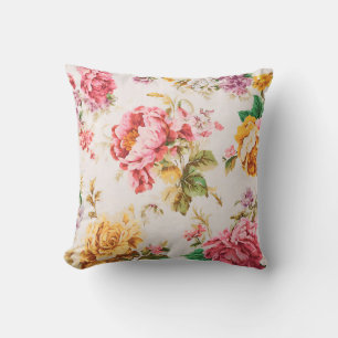 Cojín Decorativo Exquisitas flores rosas y amarillas. Shabby Chic