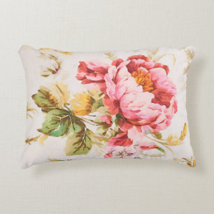 Cojín Decorativo Exquisitas flores rosas y amarillas. Shabby Chic