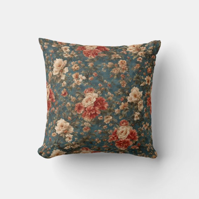 Cojín Decorativo Exquisito patrón floral italiano hermoso (Anverso)