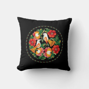 Cojín Decorativo Exquisitos pájaros folclóricos floridos Bonita dec