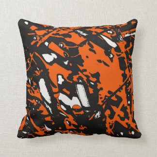 Cojín Decorativo Extracto del negro, del naranja y blanco