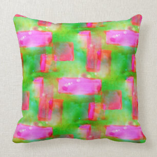 Cojín Decorativo Extracto pintado amarillo, rosa de la luz del sol