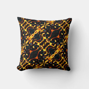 Cojín Decorativo Extraño espejo amarillo rojo, ciano fondo
