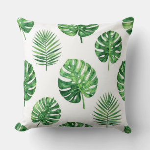 Cojín Decorativo Exuberante Monstera Tropical y Hoja de Palma Sin C