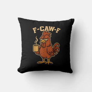Cojín Decorativo F-Caw-F Café Pollo Gallo Pájaro Divertido