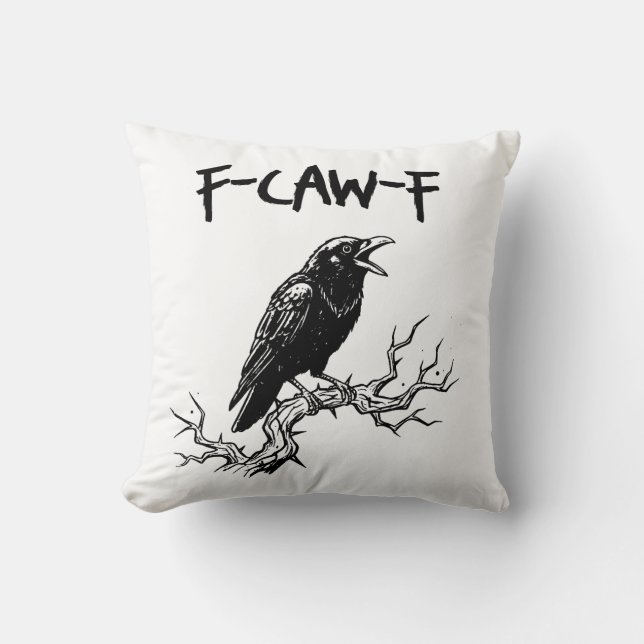 Cojín Decorativo F-Caw-F Crow Raven Pun (Anverso)