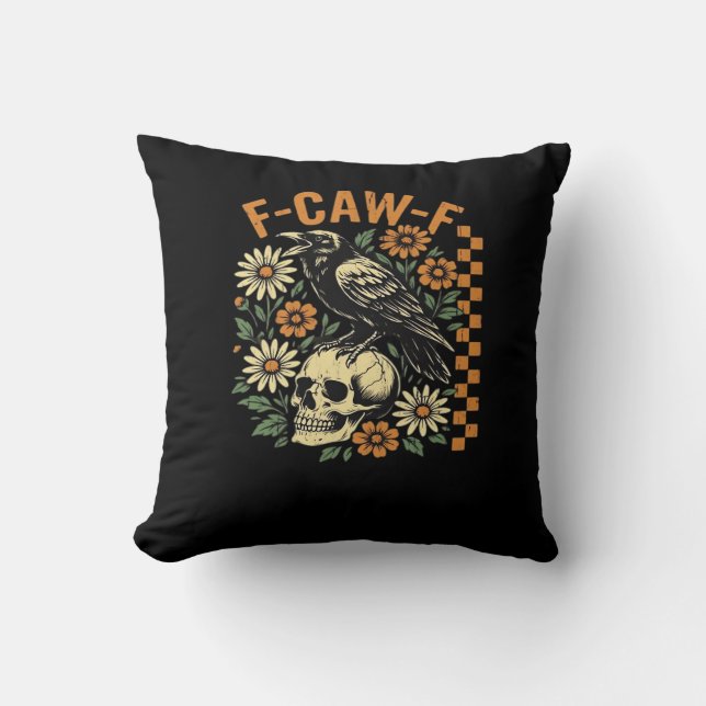 Cojín Decorativo F-Caw-F Crow Vintage Graphic (Anverso)