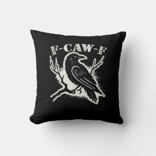 Cojín Decorativo F-Caw-F Cuervo Divertido Vintage Cuervo Humor Sarc