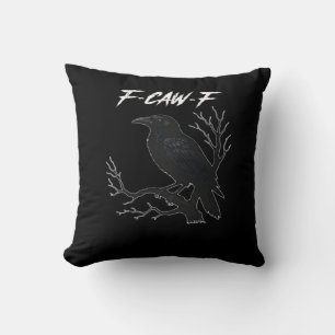 Cojín Decorativo F-Caw-F Estética Casual de Cuervo Divertido