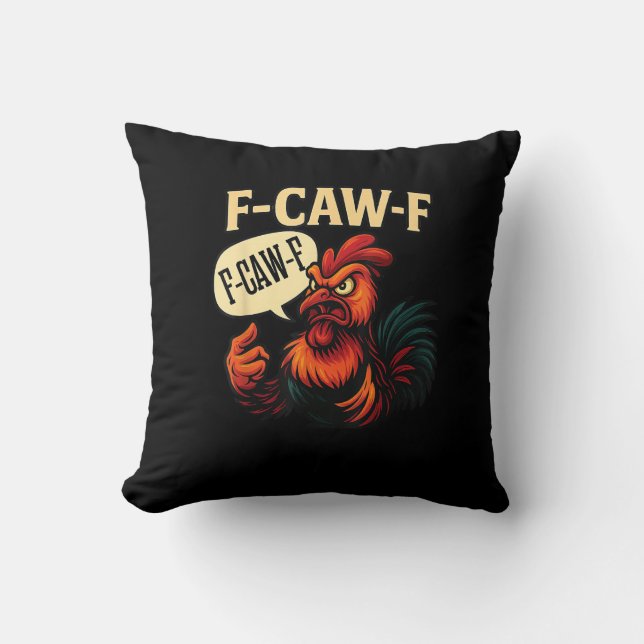 Cojín Decorativo F Caw F Funny Angry Rooster Graphic Retro Style (Anverso)