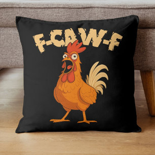 Cojín Decorativo ¡F-CAW-F! Gallo de dibujos animados divertido y so