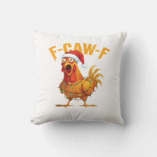 Cojín Decorativo F-Caw-F Navidad divertida gallina Navidad esencial