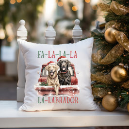 COJÍN DECORATIVO FA LA LABRADOR DOG RED TRUCK FURRY NAVIDADES