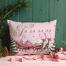 Cojín Decorativo Fa La Merry Navidades rosas y renos de Santa Selig