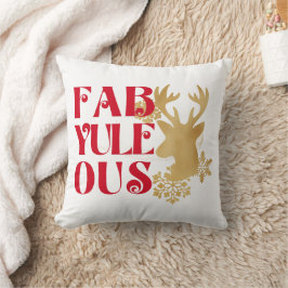 Cojín Decorativo Fab-Yule-Ous Christmas Reindeer Red & Gold