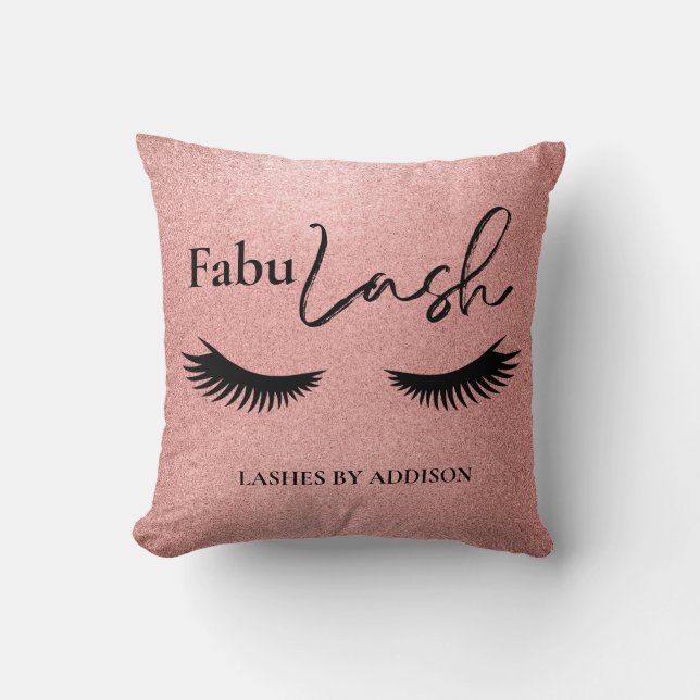 Cojín Decorativo FabuLash Nombre comercial personalizado (Anverso)