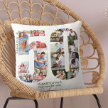 Cojín Decorativo Fabuloso con 50 Collages de fotos 50 Personalizado<br><div class="desc">Regalo de cumpleaños 50 personalizado. Esta almohada decorativa personalizado tiene un claro collage de fotos en forma de número 50 con tipografía verde forestal. El texto dice "Fabulous @" junto con su nombre personalizado y fecha de nacimiento. La plantilla está preparada para que añadas tus fotografías, trabajando ordenadamente alrededor de...</div>