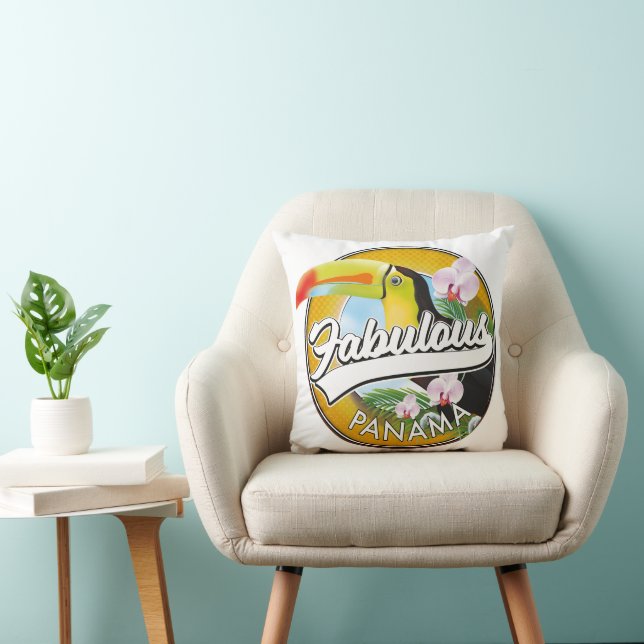 Cojín Decorativo Fabuloso logo retro de Panamá (Silla)