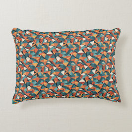 Cojín Decorativo Facetas Modernistas | Micro Prisma Naranja Teal