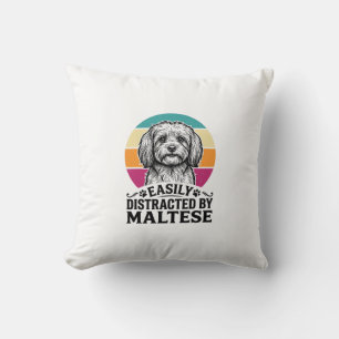 Cojín Decorativo Fácilmente Distraído Por Diseño De Perro Vintage M