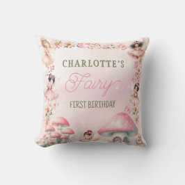 Cojín Decorativo Fairy First Mushroom House Pink Birthday