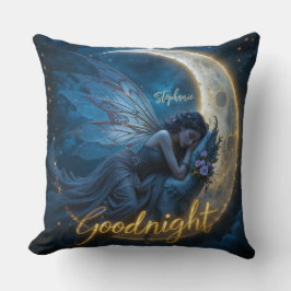 Cojín Decorativo Fairy Sleeping on Crescent Moon Goodnight
