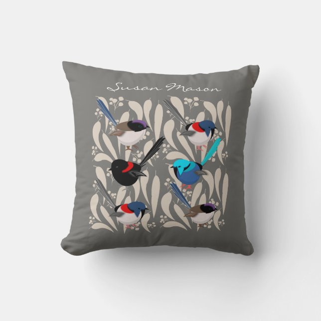 Cojín Decorativo Fairy Wrens (Anverso)