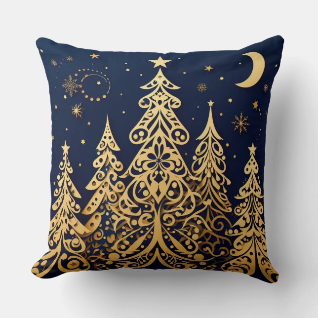 Cojín Decorativo Fairytale Pines in Gold – Romantic Nights (Anverso)