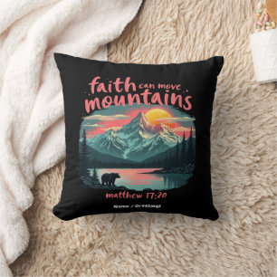 Cojín Decorativo Faith Can Move Mountains Matthew 17:20 Biblia Vers