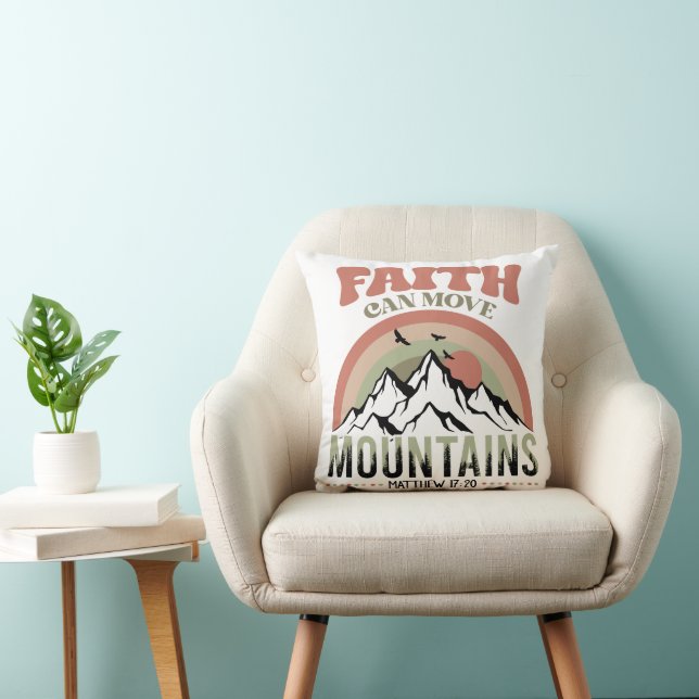 Cojín Decorativo Faith Can Move Mountains Retro (Silla)