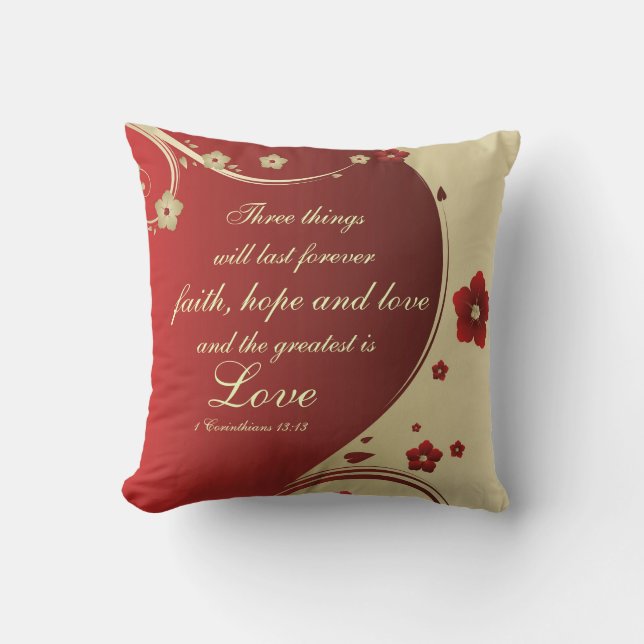 Cojín Decorativo Faith Hope Love Bible Verse Pillow Personalizado (Anverso)