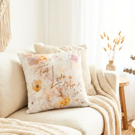 Cojín Decorativo Faith Hope Love Elegant Floral Watercolor